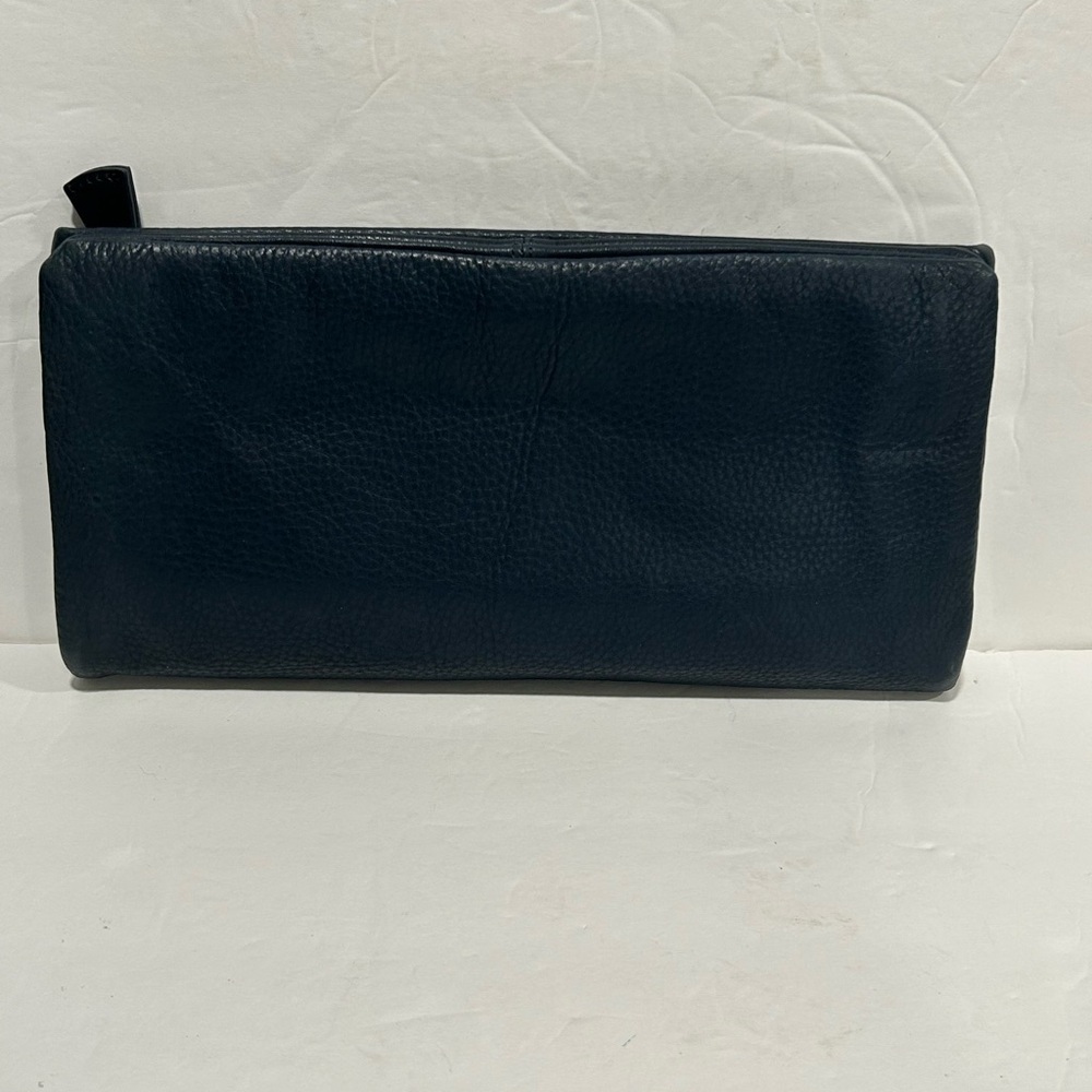 L.L. Bean Signature Leather Clutch Bag Wallet, Navy Blue, Butter Soft, Classic